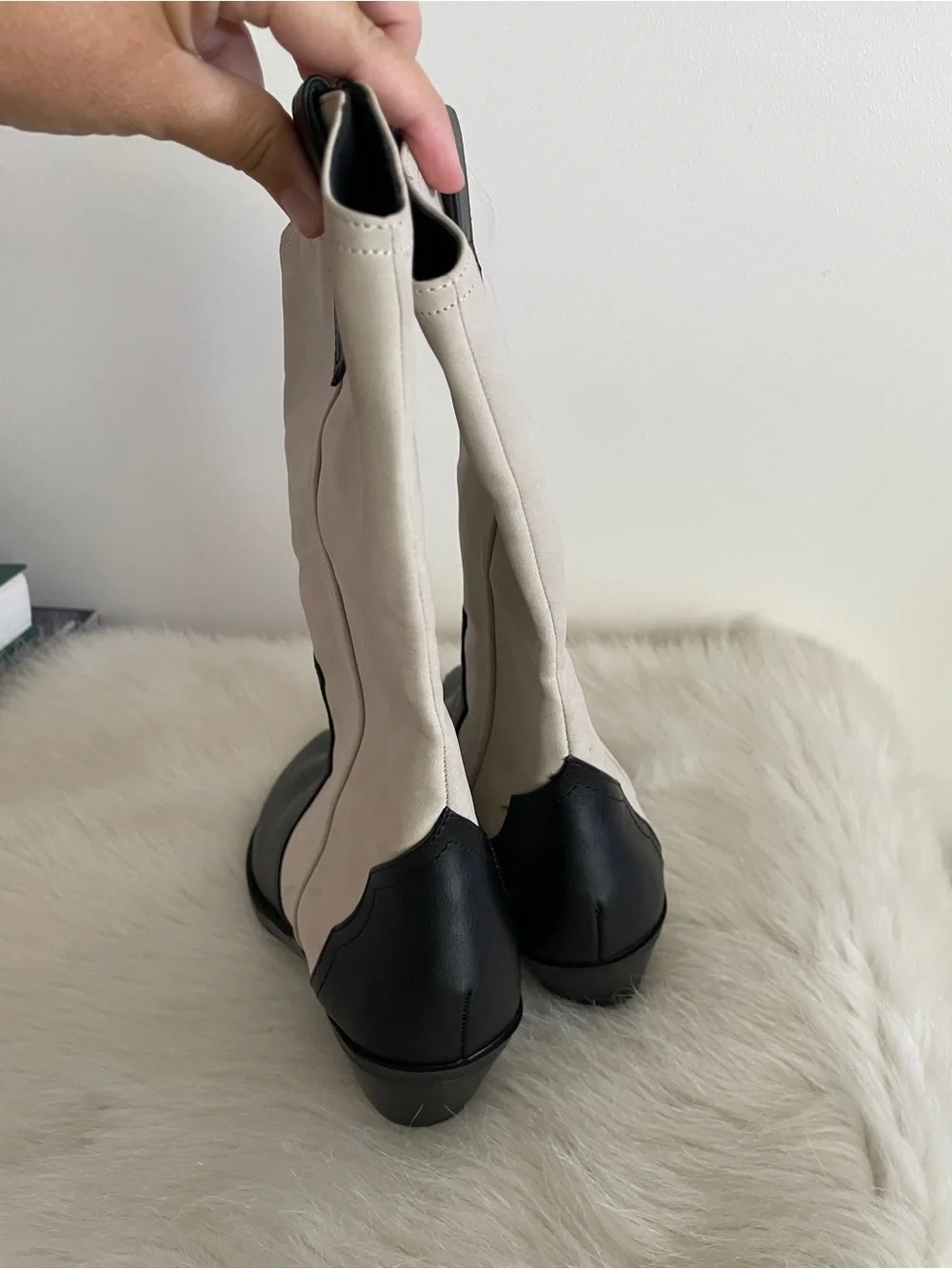 Dolce Vita Two-Tone Black and Cream Western Boots